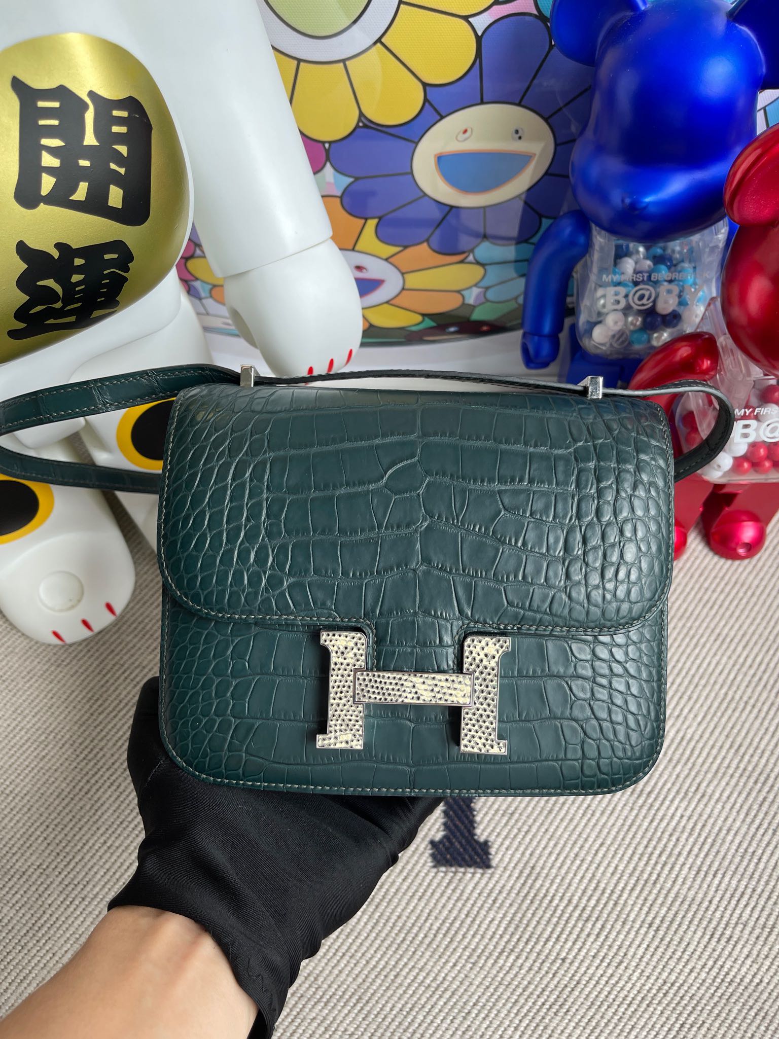 에르메스 콘스탄스18 그린 악어가죽